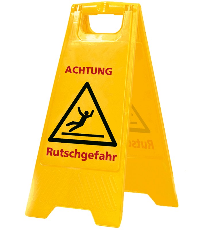 Warnschild "Achtung Rutschgefahr"