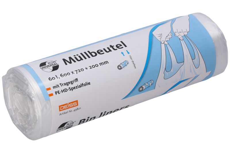 Müllbeutel - 60 Liter - transparent